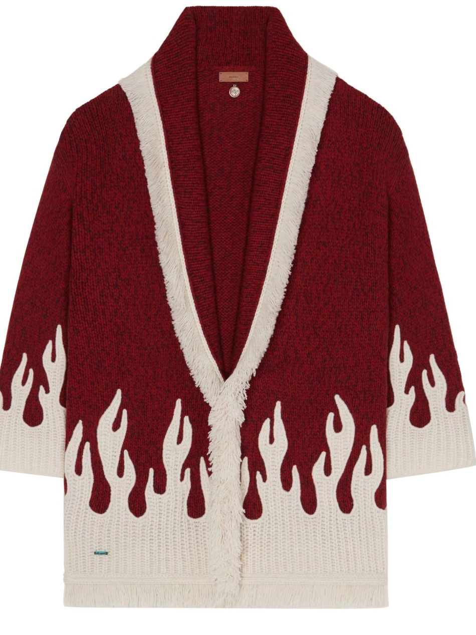Women wool-blend flame-motif Alanui cardigan 0824